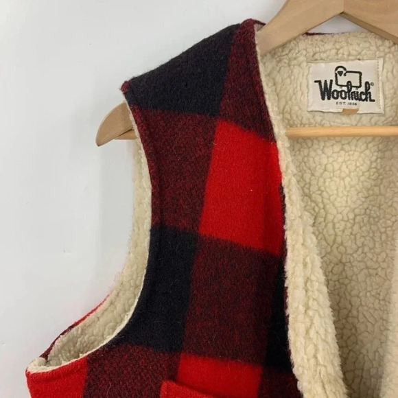 Woolrich Men's Vintage Fleece Lined Wool Buffalo Plaid Snap Vest Size L - Picture 3 of 10